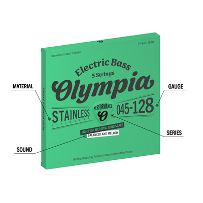 Imagen 2 del producto Set de 5 Cuerdas Bajo Eléctrico 45-128 PF-B45128/FW Olympia
