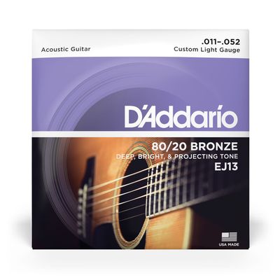 Set Cuerdas Guitarra Acústica 80/20 Blandas Ej13 Daddario