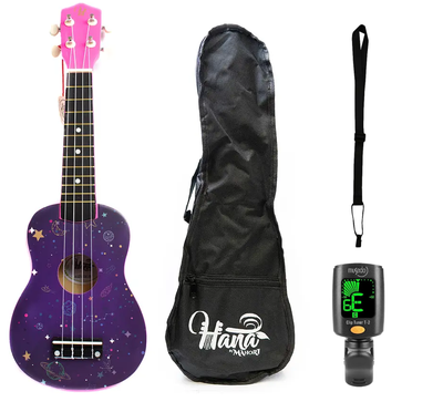 Pack Ukelele Soprano Hana Galax+Funda+Afinador+Strap Allegro