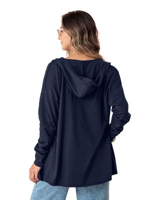 Imagen 2 del producto Leonisa Cárdigan largo con capucha y puños en la misma tela J2733 Azul Oscuro