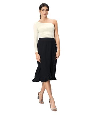 Leonisa Falda midi con boleros decorativos en frente F6722 Negro