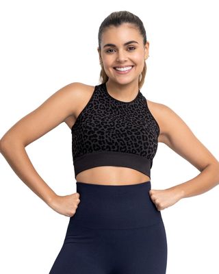 Leonisa Ropa Deportiva Top 195403 Estampado Animal Print Gris