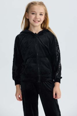 Polerón Niña Plush Negro