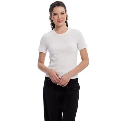 Imagen 2 del producto Polera Mujer Rib Crop Lisa Crudo