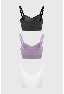 Imagen 2 del producto Sostén Mujer Tripack Juvenil Recogido Lila