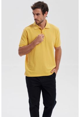 Polera Hombre Pique Básica Lisa Naranjo III