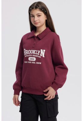 Imagen 2 del producto Polerón Niña Con Gorro Burdeo