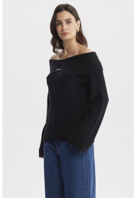 Imagen 2 del producto Sweater Mujer Ajustado Hombro Descubierto Negro
