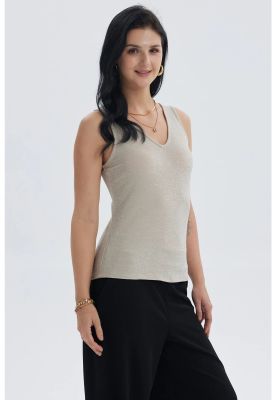 Imagen 2 del producto Polera Mujer Pabilo Lisa Con Textura Dorado