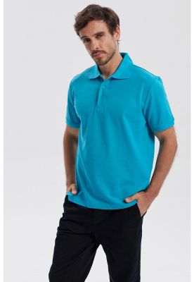 Imagen 2 del producto Polera Hombre Pique Básica Lisa Turquesa