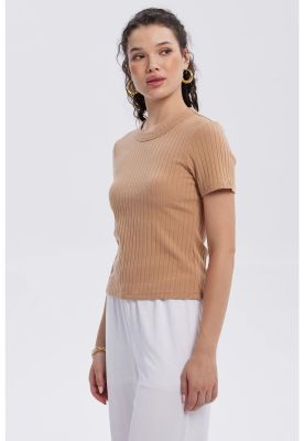Imagen 2 del producto Polera Mujer Rib Crop Lisa Camel