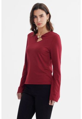 Imagen 2 del producto Polera Mujer Aplicación Metalica En Pecho Rojo