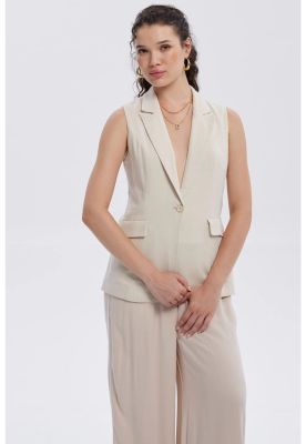 Imagen 1 del producto Blazer Mujer Lino 2 Bolsillos Arena