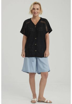 Bermuda Mujer Tencel Tiro Alto Azul Claro