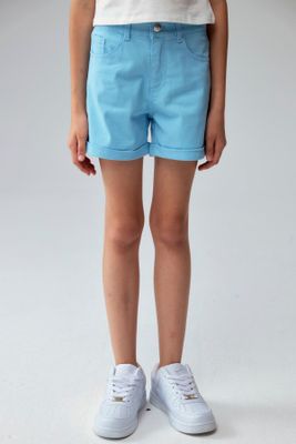 Short Niña Gabardina Básico Celeste