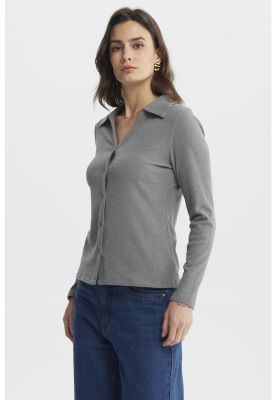 Imagen 2 del producto Sweater Mujer Cuello Camisero Gris Marengo