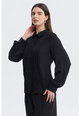 Imagen 2 del producto Blusa Mujer Pinzas Delanteras Negro