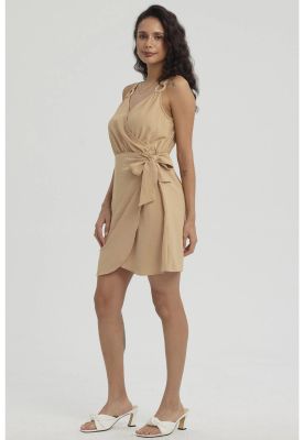 Imagen 2 del producto Vestido Mujer Corto Envolvente Camel