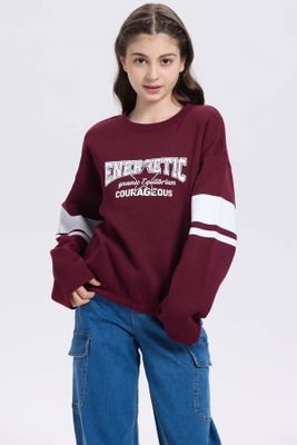 Polerón Niña Print Posicional Burdeo