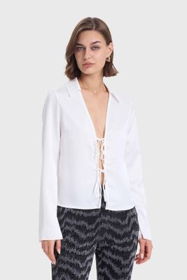 Blusa Mujer Con Amarras Crudo