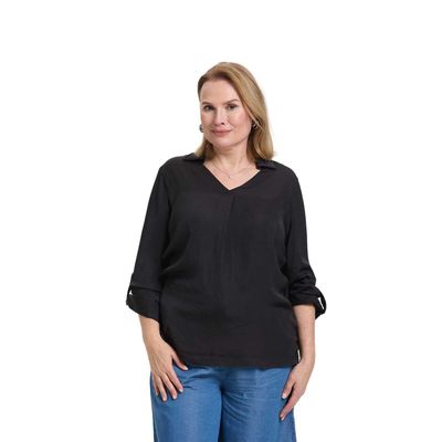 Blusa Mujer Lisa Estampada Negro V  Fashion's Park