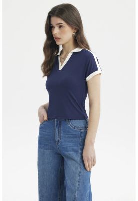 Imagen 2 del producto Polera Mujer Color Cuello Polo Azul