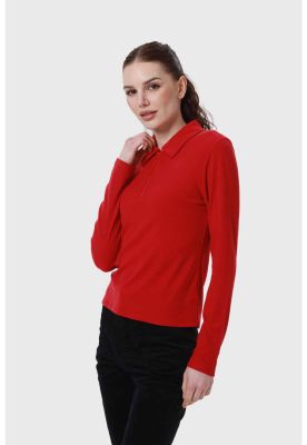 Imagen 2 del producto Polera Mujer Medio Cierre Estampado Rojo