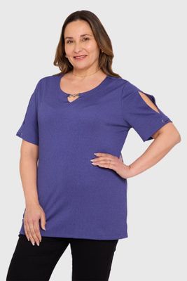 Imagen 2 del producto Polera Mujer Detalle Escote Azul