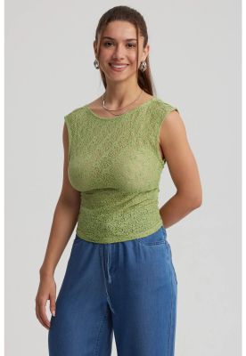 Polera Mujer Encaje Verde
