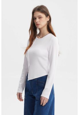 Imagen 2 del producto Polera Mujer Corte Diagonal Blanco