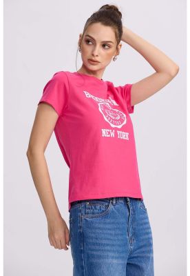 Imagen 2 del producto Polera Mujer Básica Print Fucsia