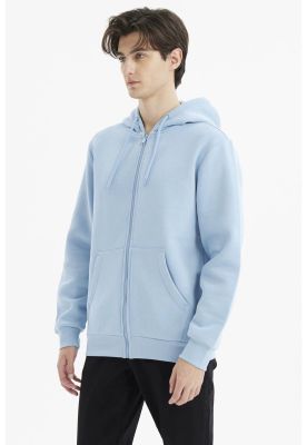 Imagen 2 del producto Polerón Hombre Full Zipper Basico Celeste Oscuro