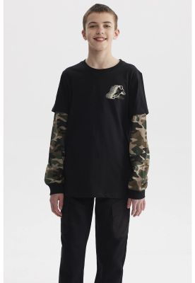 Imagen 1 del producto Polera Niño Doble Mangas Estampada Negro