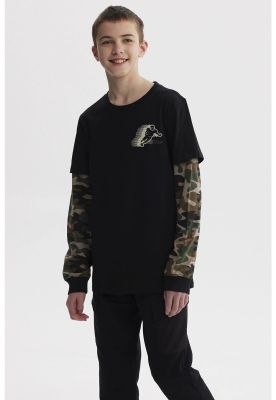 Imagen 2 del producto Polera Niño Doble Mangas Estampada Negro