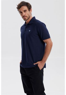 Imagen 2 del producto Polera Hombre Piqué Básica Lisa Azul Marino