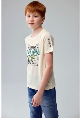 Polera Niño Print Gamer Crudo