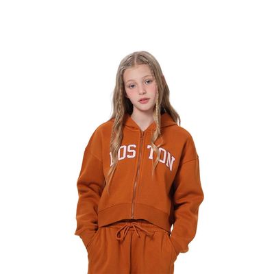 Polerón Niña Print Full Zipper Camel