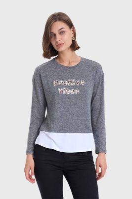 Sweater Mujer Con Faldón Marengo