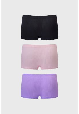 Imagen 2 del producto Calzón Mujer Tripack Short Liso Rib Negro