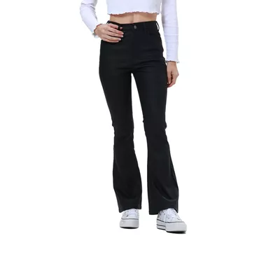 Jeans Mujer Flare Engomado Negro Fsp II