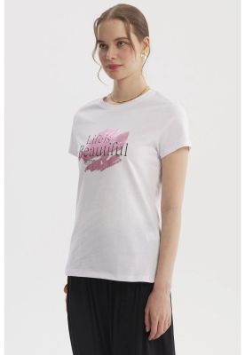 Imagen 2 del producto Polera Mujer Print Posiiconal Blanco / Rosado