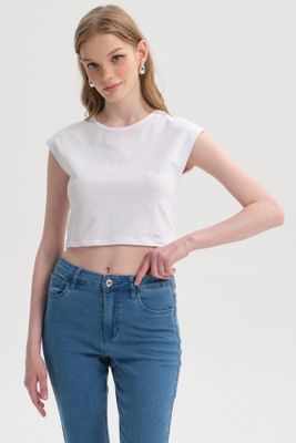 Polera Mujer Crop Blanco