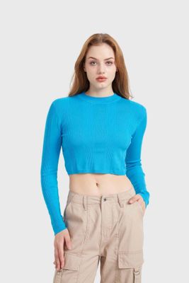 Sweater Mujer Crop Azul