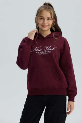 Polerón Niña Letras 3D Burdeo