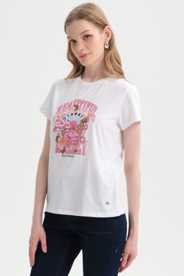 Imagen 2 del producto Polera Mujer Básica Print Blanco / Rosado