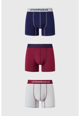 Bóxer Hombre Tripack Largo Burdeo