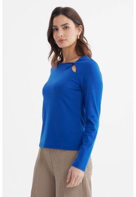 Imagen 2 del producto Polera Mujer Con Abertura Y Nudo Azul