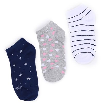 Calceta Mujer Tripack Deportiva Azul Marino