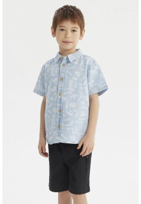 Imagen 2 del producto Camisa Niño Denim Dinosaurio Celeste