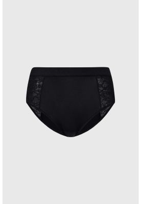 Calzón Mujer Tiro Alto Detalle Encaje Negro